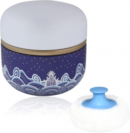 Dark Blue Waves Powder Puff Container